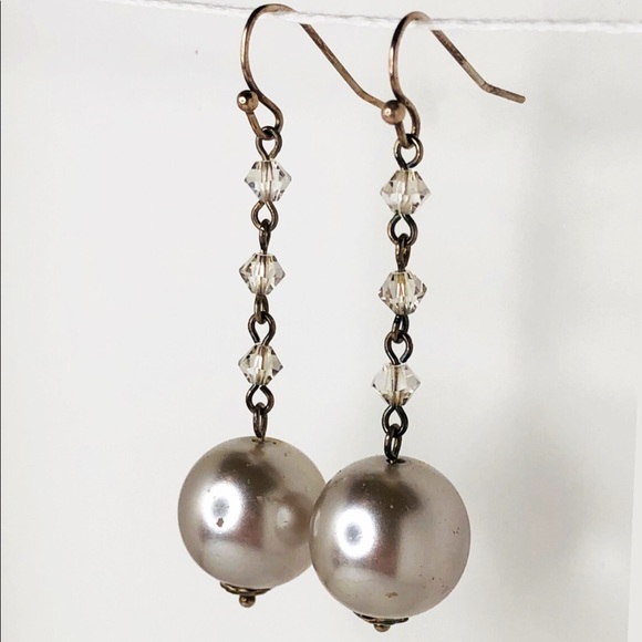 Swarovski Glass Pearl Dangle Earrings - Picture 3 of 5
